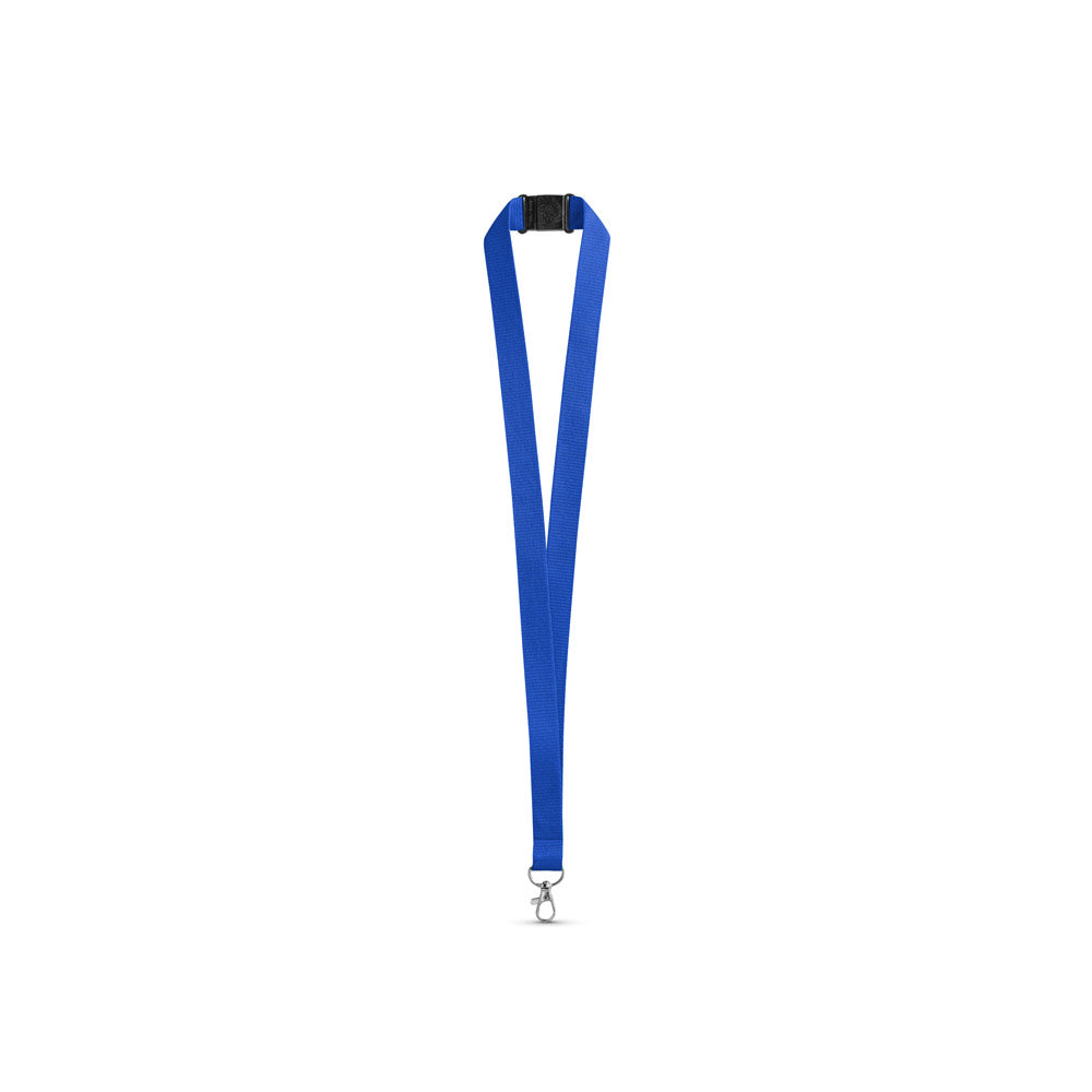 LEEDS. Lanyard em poliéster com fecho de segurança