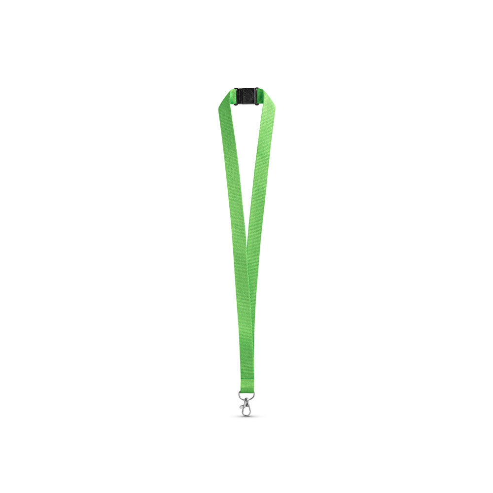LEEDS. Lanyard em poliéster com fecho de segurança