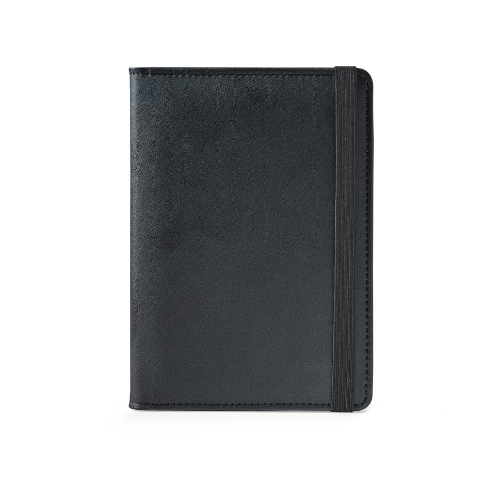 BRAM. Porta passaporte em PU com elástico para fecho e diversos bolsos