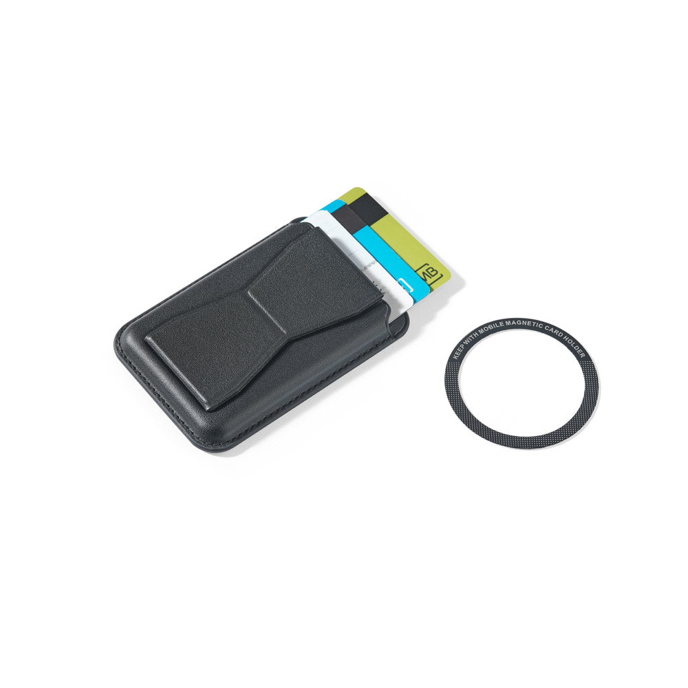 CONNOR. Porta-cartões magnético em PU, de fácil fixação na parte traseira do telemóvel, com bloqueio RFID