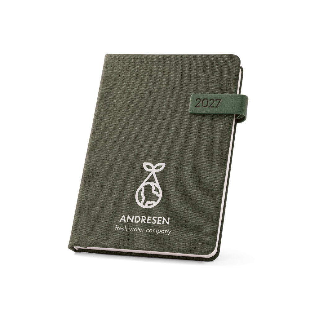 ANDRESEN A5. Agenda A5 em poliéster reciclado (100% rPET)