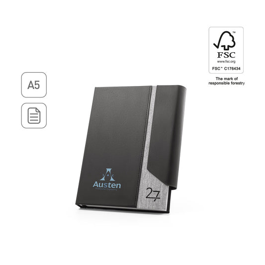 AUSTEN A5. Agenda A5 em PU (58% reciclado) e poliéster reciclado (100% rPET) 300D