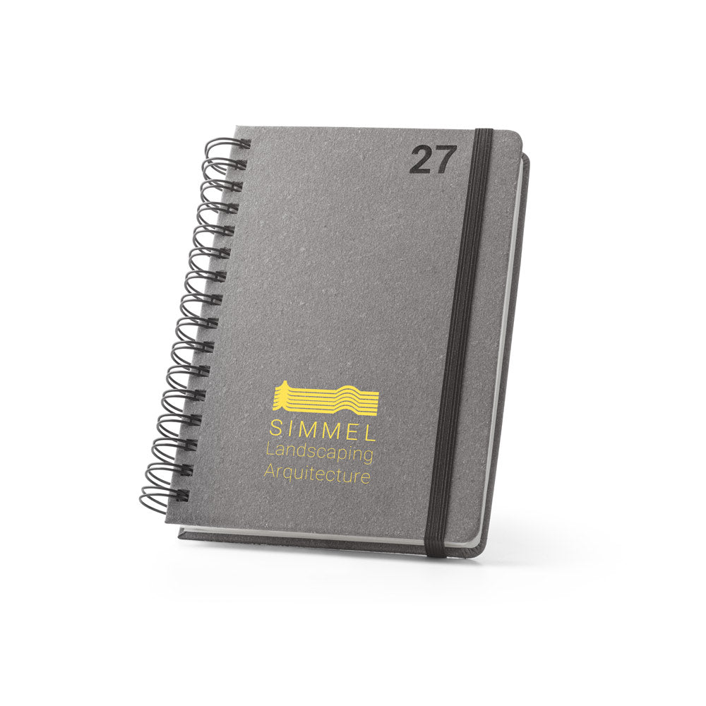 SIMMEL A5. Agenda A5, com argolas, em pele (58% reciclada)