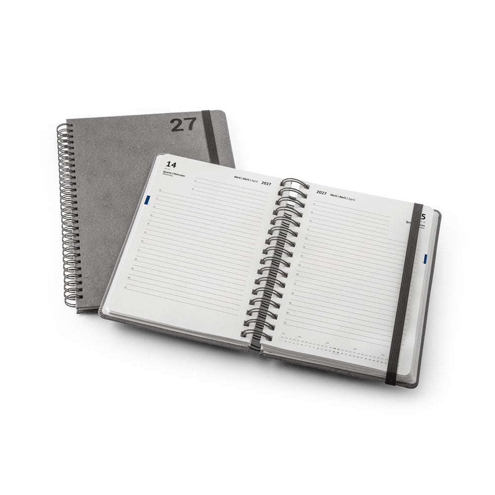 SIMMEL B5. Agenda B5, com argolas, em pele (58% reciclada)