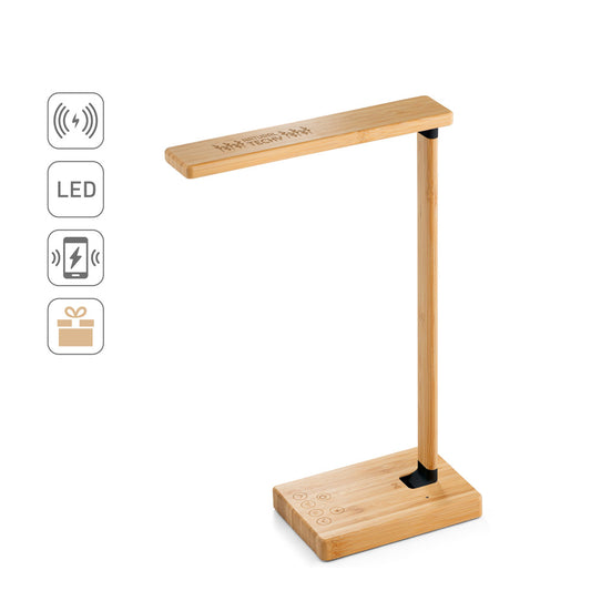 MOREY. Candeeiro de secretária dobrável com carregador wireless super rápido 15W em bambu