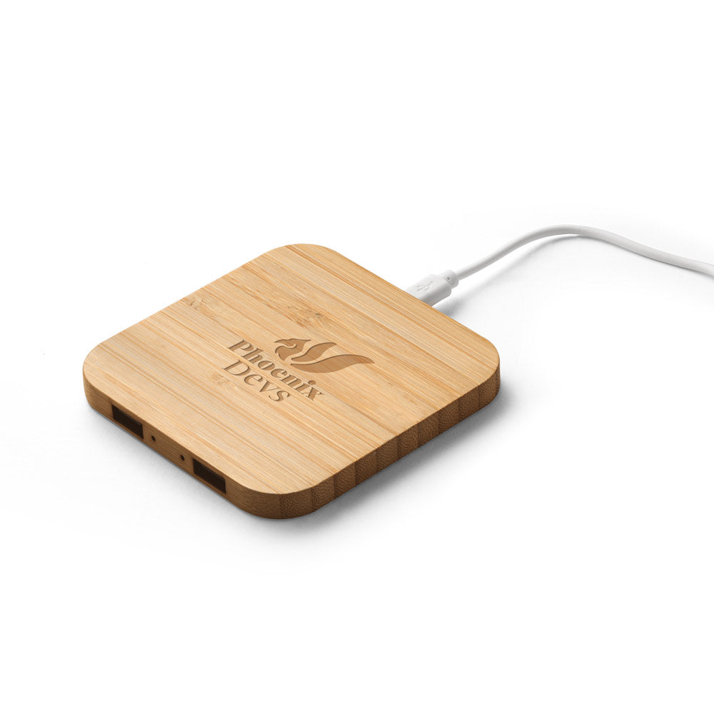 DALTON. Carregador wireless super rápido 15W em bambu