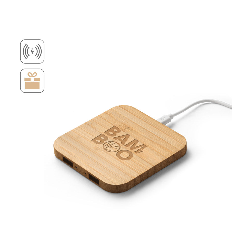 DALTON. Carregador wireless super rápido 15W em bambu