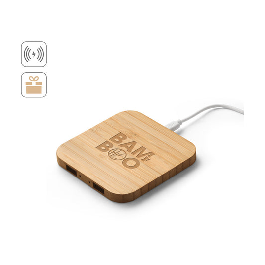 DALTON. Carregador wireless super rápido 15W em bambu