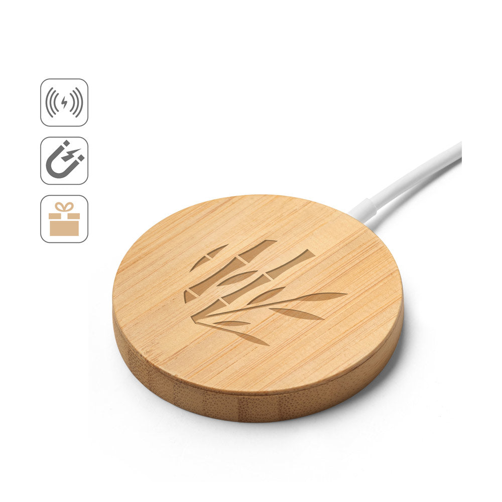 DAIMLER. Carregador magnético wireless super rápido 15W em bambu