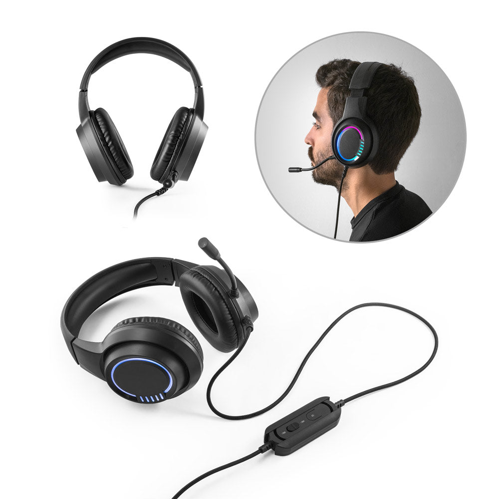 Thorne Headset RGB. Auscultadores gaming com cabo, microfone e luzes LED RGB em ABS