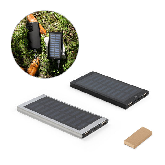 CLERK. Power bank 8'000 mAh com painel solar em alumínio 100% reciclado