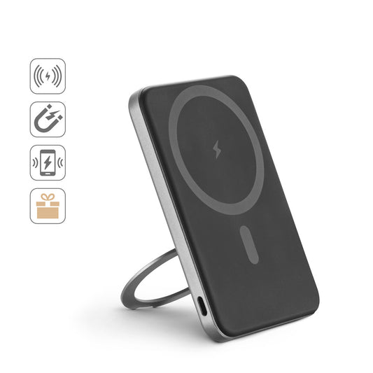 WARSHEL 5. Power bank magnética 5'000 mAh com carregador wireless super rápido 15W em ABS reciclado (100% rABS) com suporte