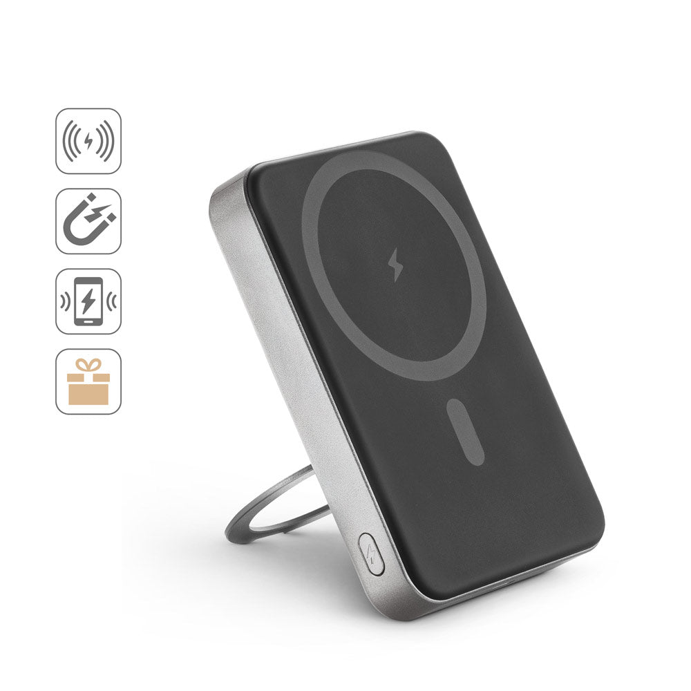 WARSHEL 10. Power bank magnética 10'000 mAh com carregador wireless super rápido 15W em ABS reciclado (100% rABS) com suporte