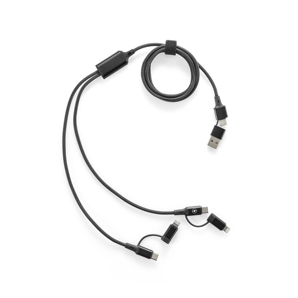 BERTOZZI. Cabo USB super rápido 6 em 1 em alumínio reciclado (20%) e PET reciclado (4%)