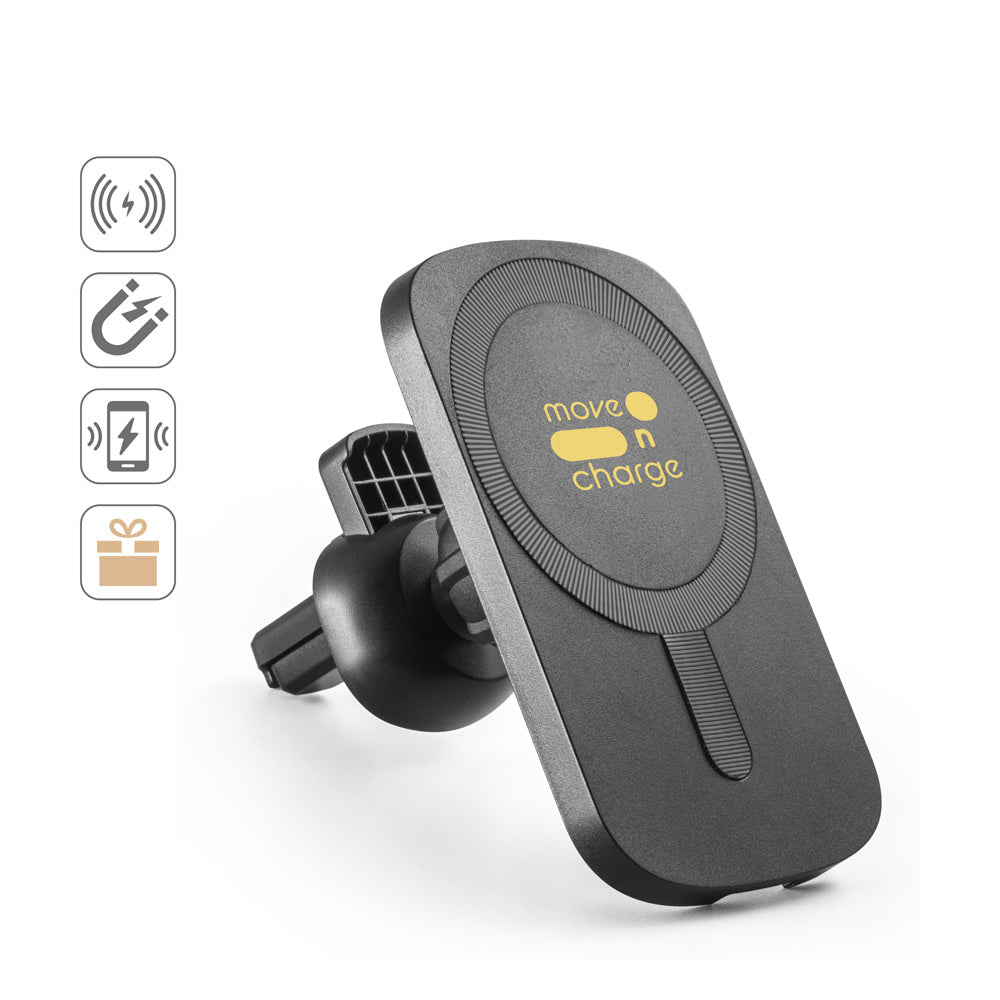KOCH. Suporte de smartphone para automóvel com carregador magnético wireless 15W em ABS reciclado (100% rABS)