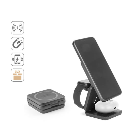 BROGLIE. Carregador magnético wireless super rápido 15W 4 em 1 em ABS reciclado (100% rABS)