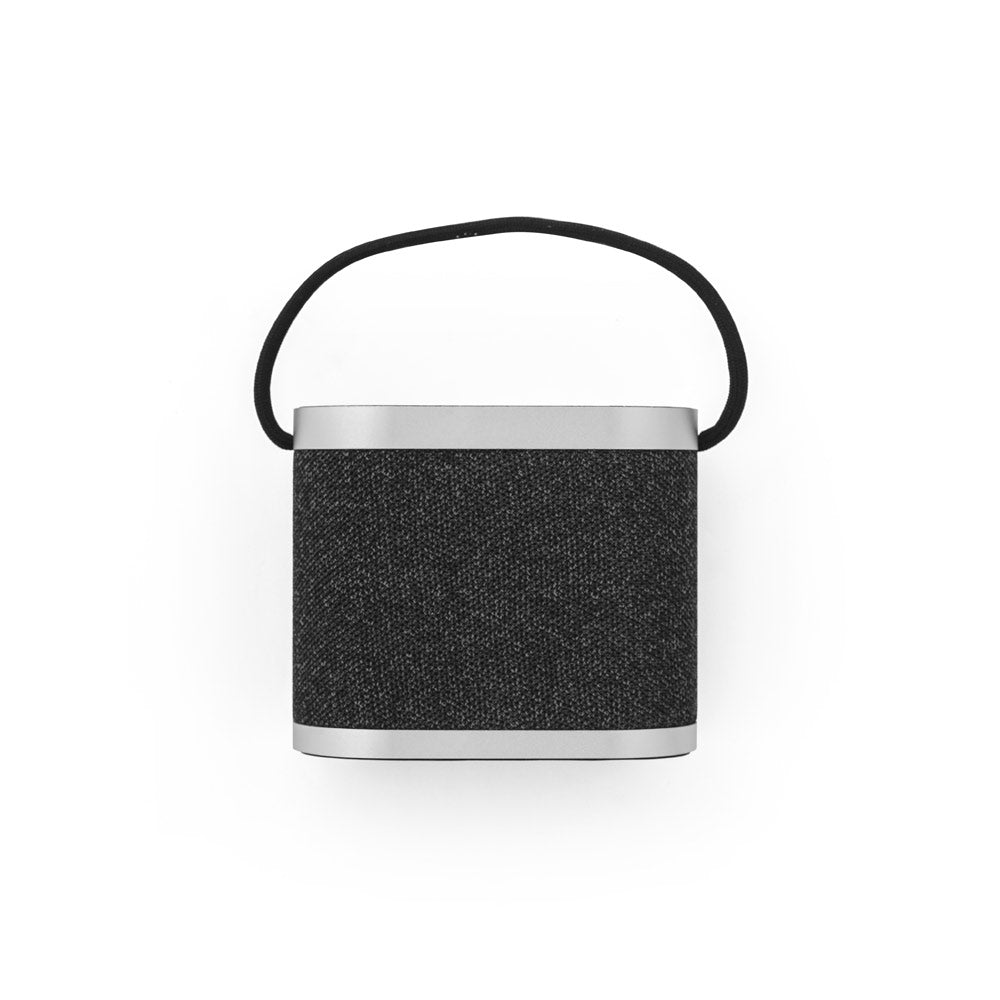 GUETTA. Coluna de som portátil de 5W com carregador wireless super rápido 15W e 2h de autonomia em bambu e PET reciclado (100% rPET)