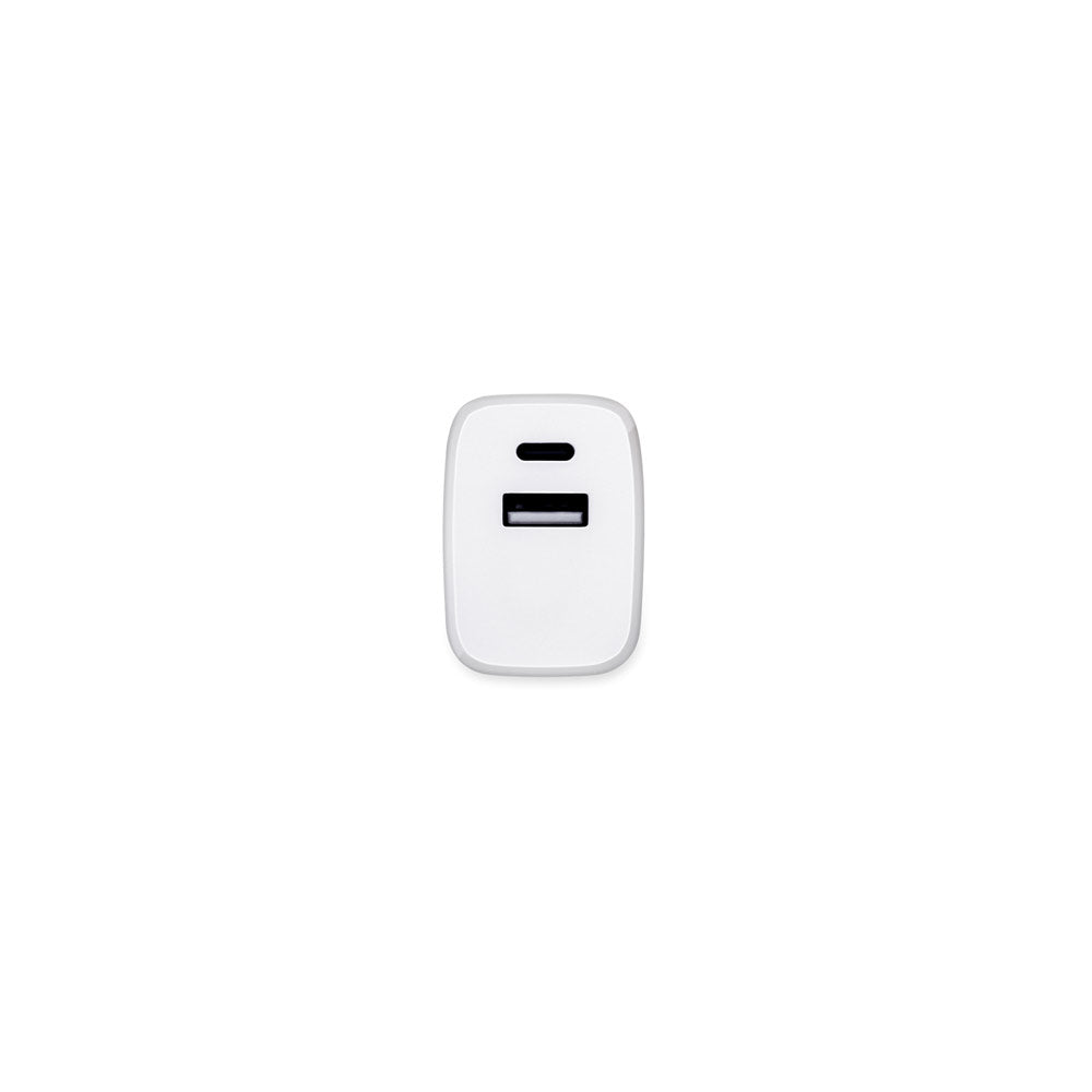 WEGENER. Adaptador de corrente com porta USB-A 18W e USB-C 20W em ABS reciclado (100% rABS)