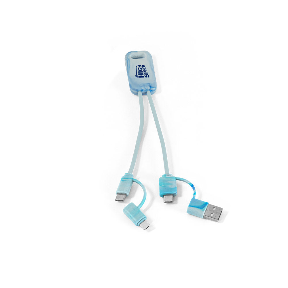 BERNERS. Cabo USB super rápido 6 em 1 em PET reciclado (100% rPET)