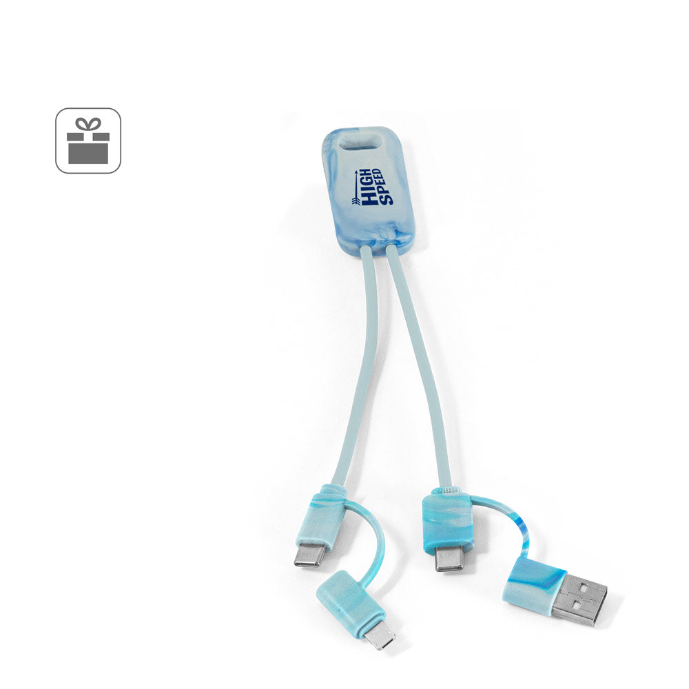 BERNERS. Cabo USB super rápido 6 em 1 em PET reciclado (100% rPET)