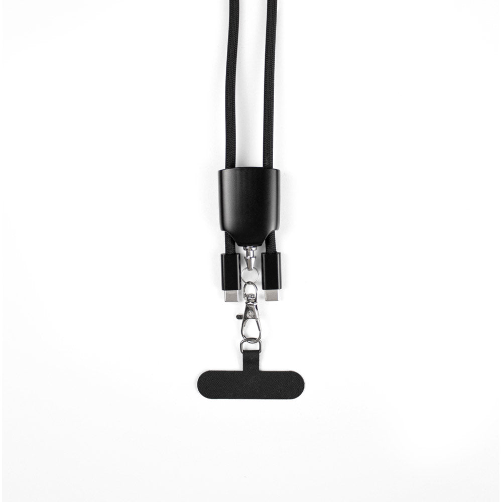 ZEWAIL. Cordão lanyard com suporte para smartphone incluído, cabo USB-C e diversos adaptadores em ABS reciclado e TPE reciclado