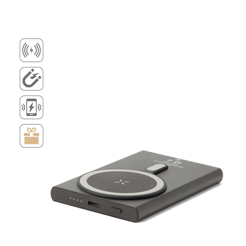 WRIGHT 5. Power bank magnética com carregamento super-rápido em alumínio reciclado e ABS reciclado 5'000 mAh