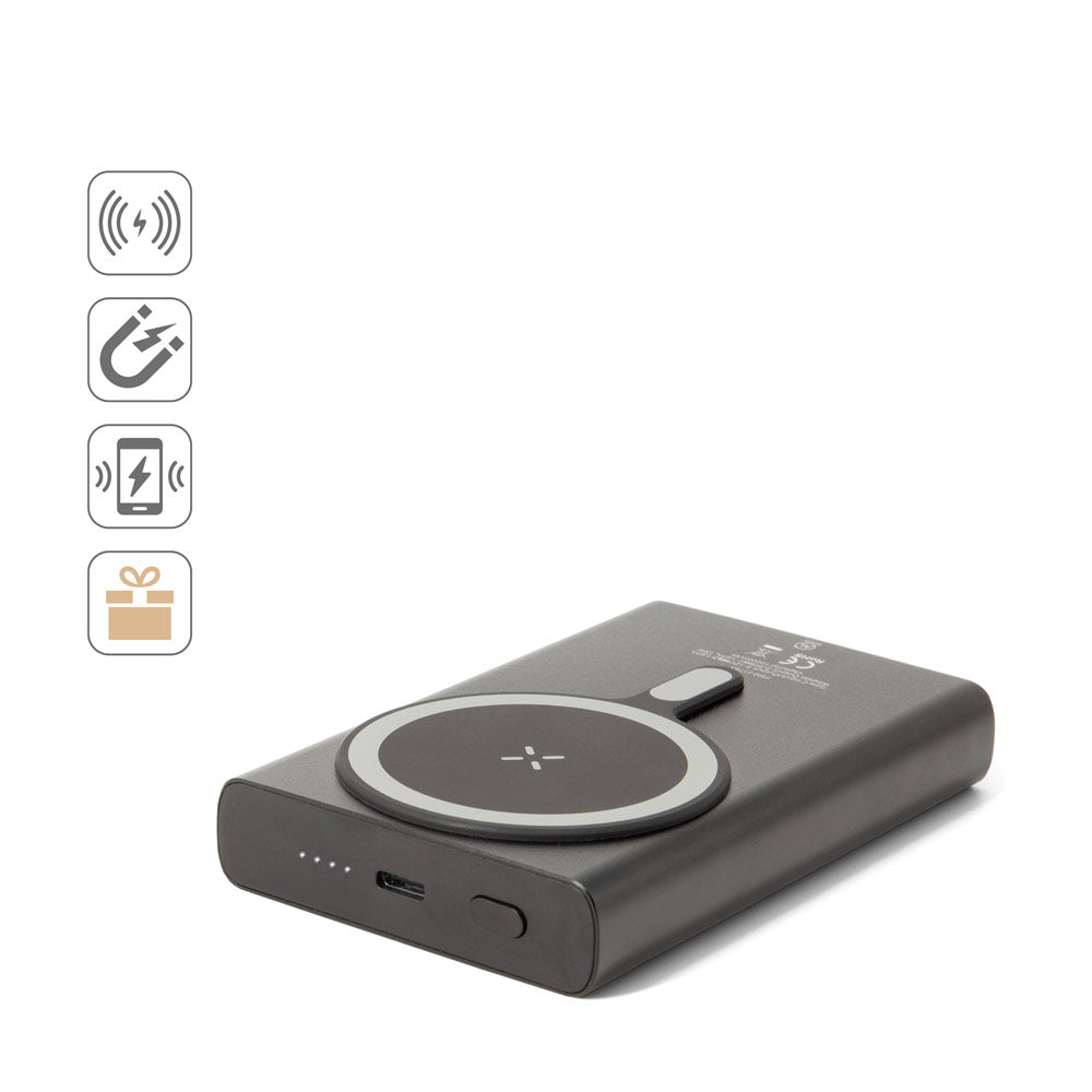 WRIGHT 10. Power bank magnética com carregamento super-rápido em alumínio reciclado e ABS reciclado 10'000 mAh