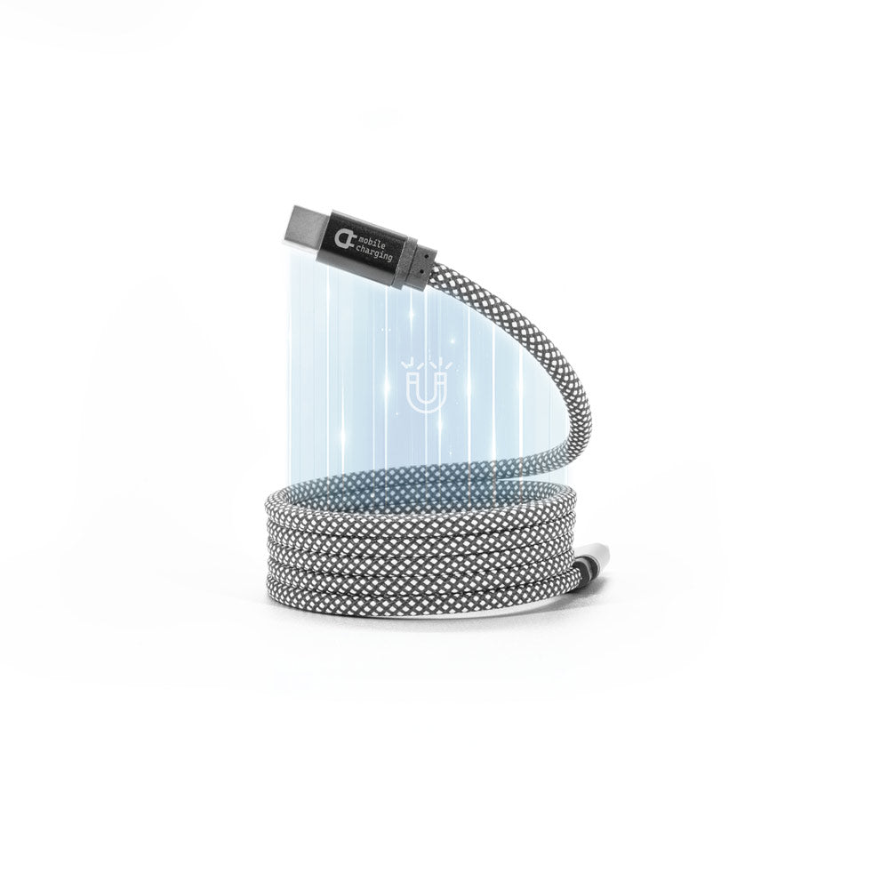 NADELLA. Cabo USB-C para USB-C com cordão entrelaçado (60 W)e sistema magnético que facilita o enrolamento, em poliéster