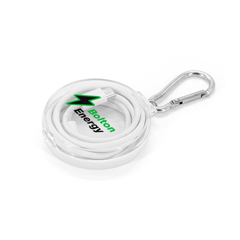 JEMISON. Cabo simples USB-C para USB-C com cordão entrelaçado (60W), em ABS, aço inoxdivável, alumínio e poliéster