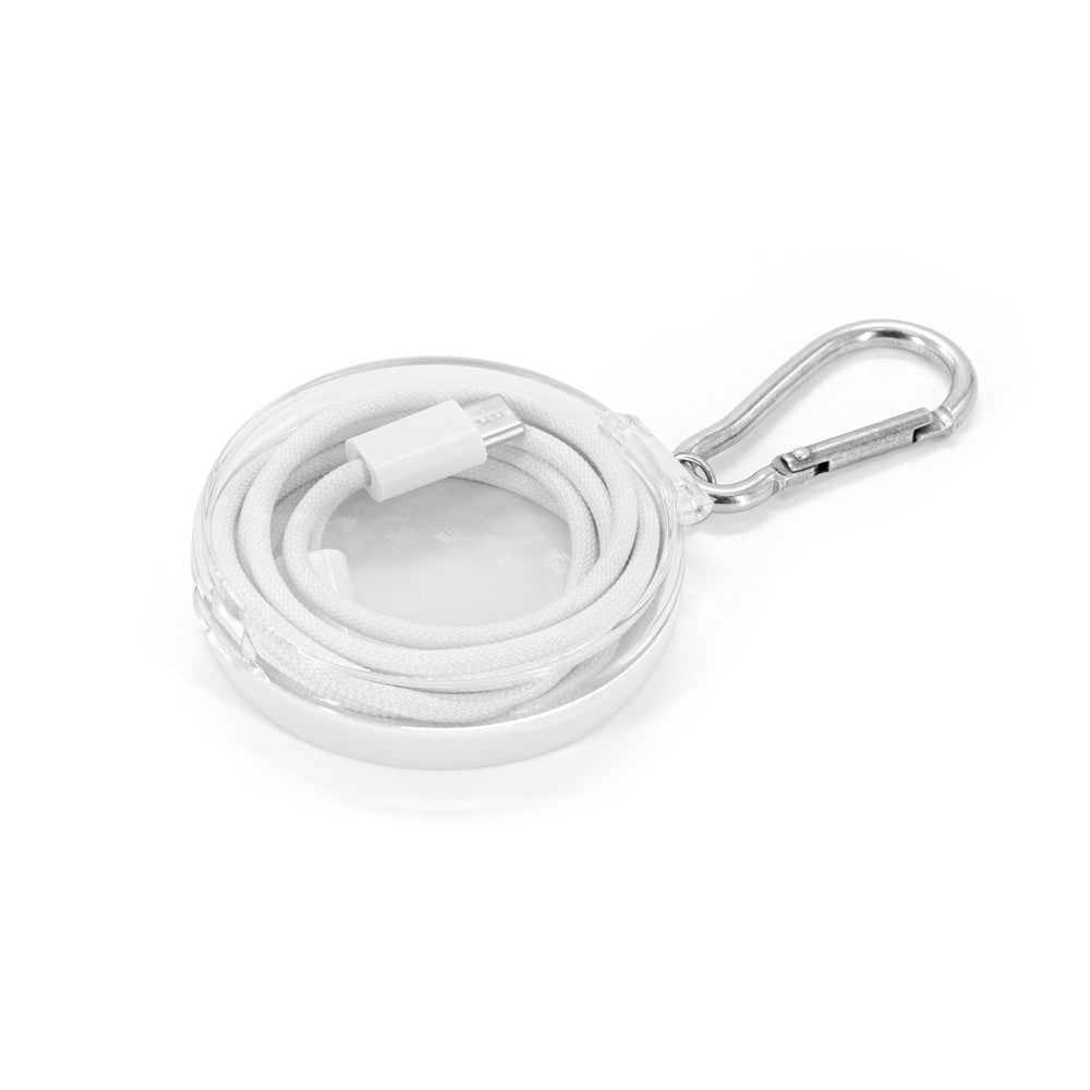 JEMISON. Cabo simples USB-C para USB-C com cordão entrelaçado (60W), em ABS, aço inoxdivável, alumínio e poliéster