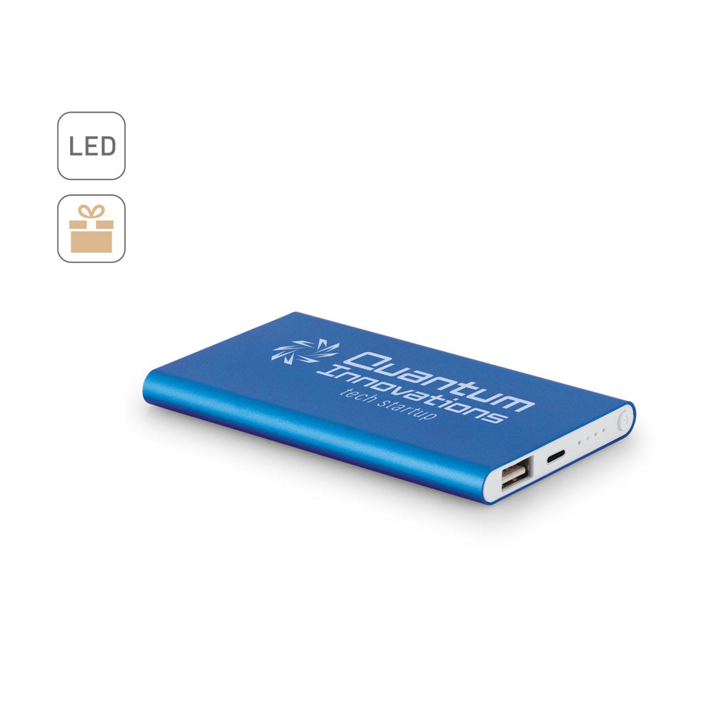 MARCET. Power bank slim 4'000 mAh em ABS reciclado (70%) e Alumínio reciclado (30%)