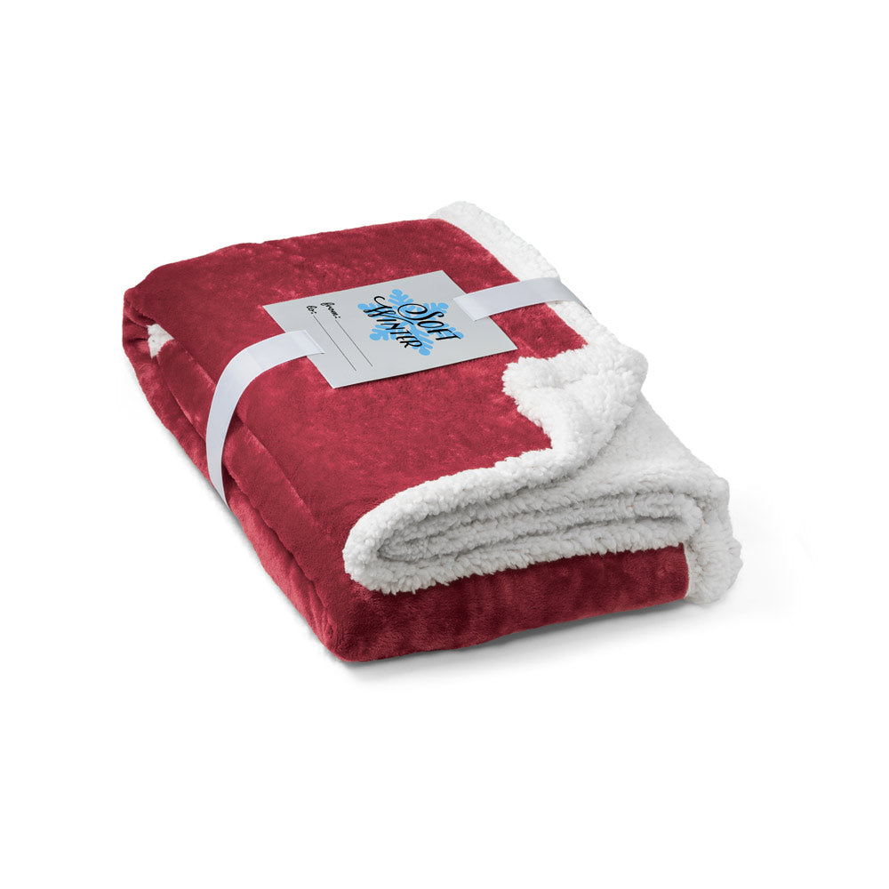 HEIDEN. Manta reversível em tecido polar (190 g/m²) com fita em cetim e cartão personalizável