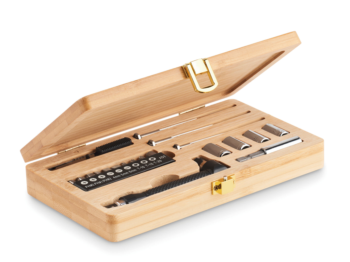 Set Ferramentas Em Caixa Bambu