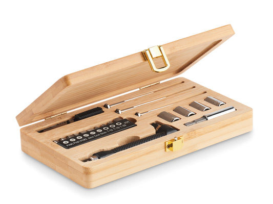 Set Ferramentas Em Caixa Bambu
